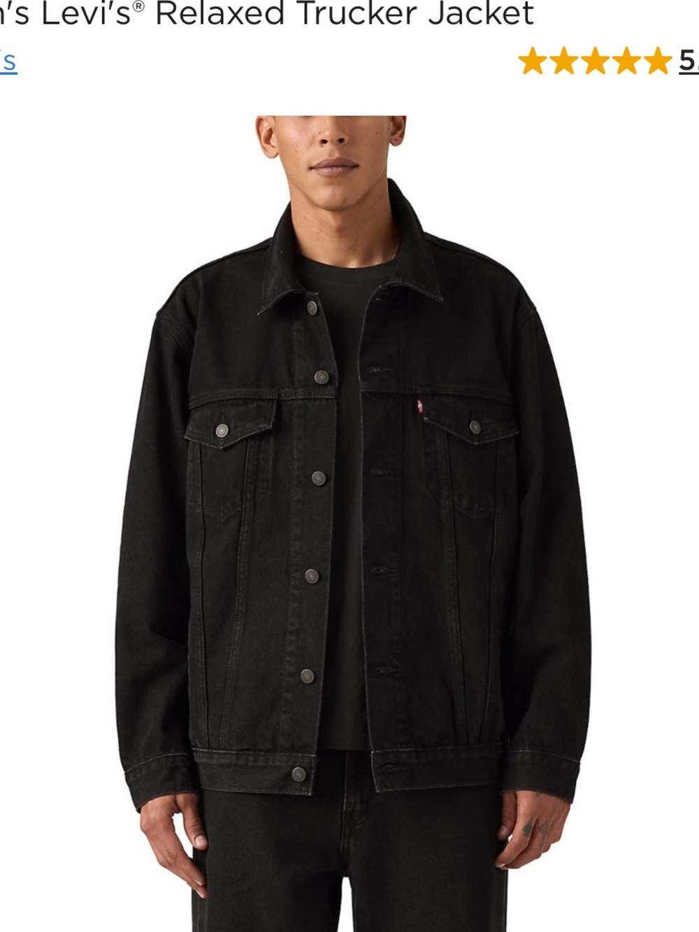 Levi Black denim jacket New never used. XX large . For a big tall guy.